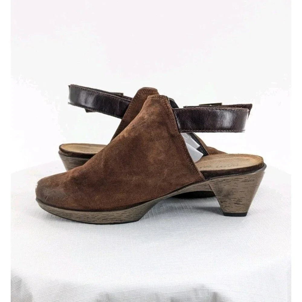NAOT Upgrade US 7 EU 38 Womens Slingback Mule Clog Brown Suede Leather Comfort